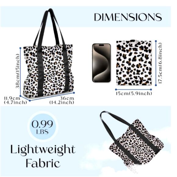 HOMESPON Foldable Large Beach / Weekender Tote Bag- Leopard Print, Waterproof - Picture 2 of 6